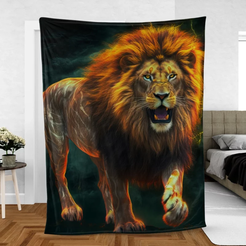 Vibrant Male Lion Artwork Fleece Blanket