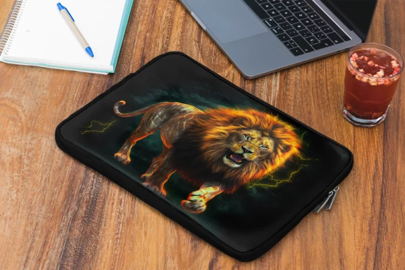 Vibrant Male Lion Artwork Laptop Sleeve 2