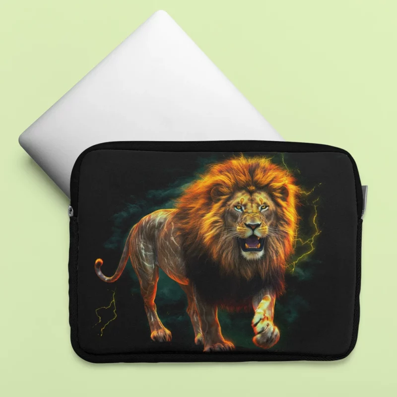 Vibrant Male Lion Artwork Laptop Sleeve