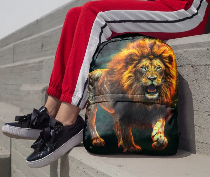 Vibrant Male Lion Artwork Minimalist Backpack 1