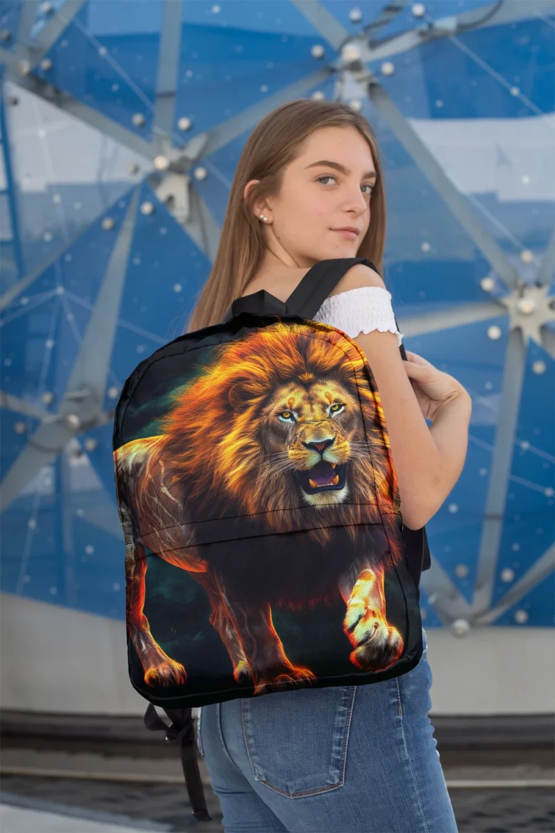 Vibrant Male Lion Artwork Minimalist Backpack 2