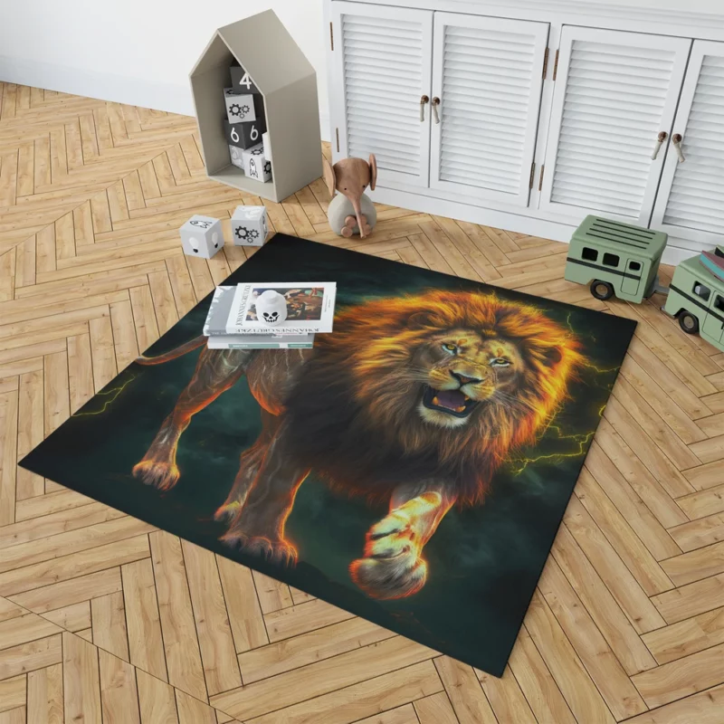 Vibrant Male Lion Artwork Rug 1