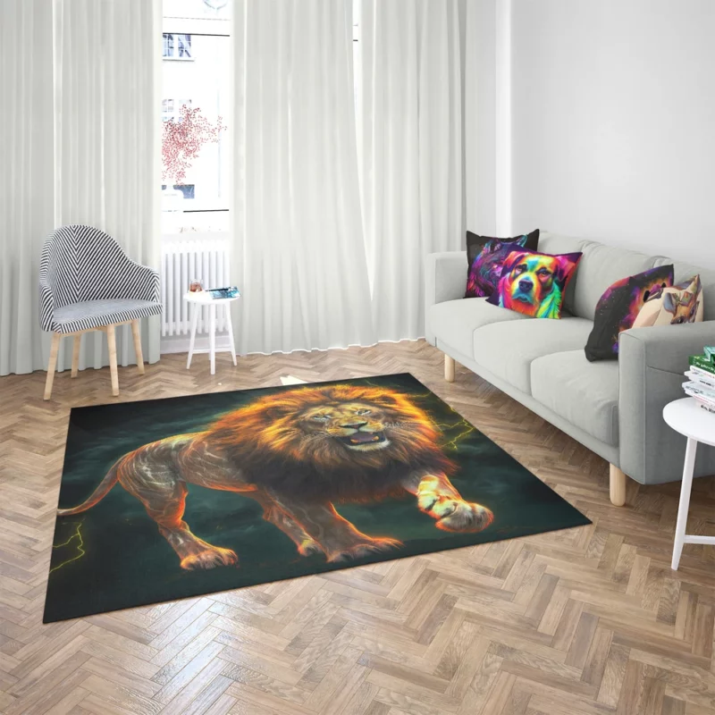 Vibrant Male Lion Artwork Rug 2