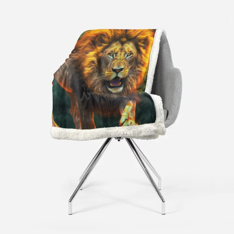 Vibrant Male Lion Artwork Sherpa Fleece Blanket 1