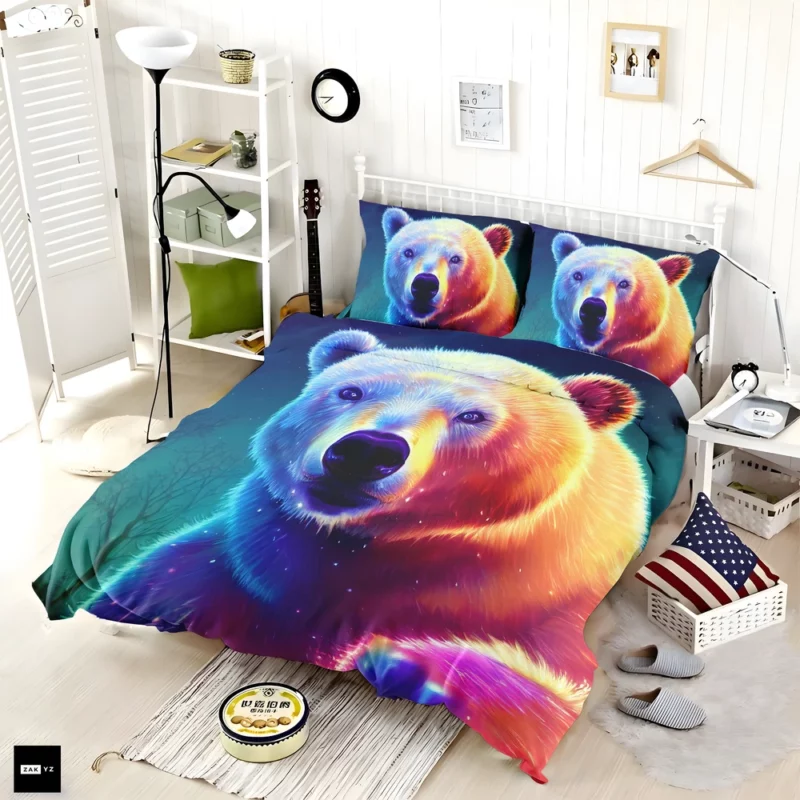 Vibrant Polar Bear Cub Art Bedding Set