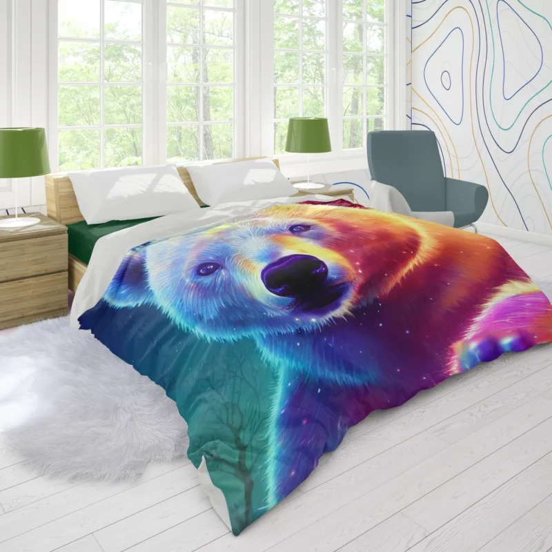 Vibrant Polar Bear Cub Art Duvet Cover