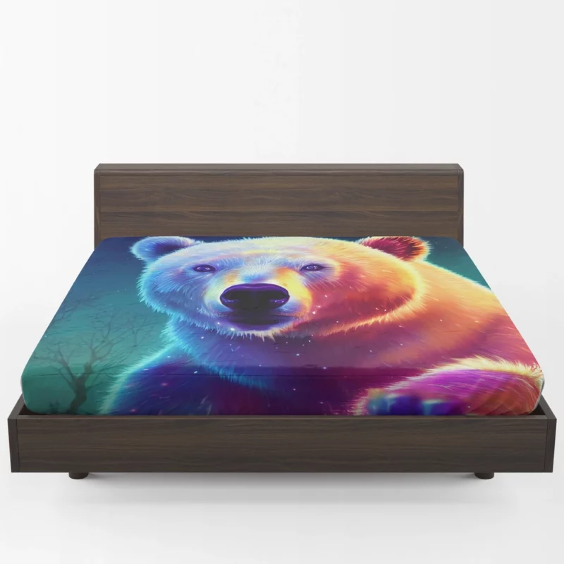 Vibrant Polar Bear Cub Art Fitted Sheet 1