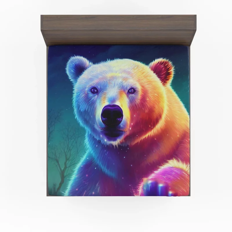 Vibrant Polar Bear Cub Art Fitted Sheet