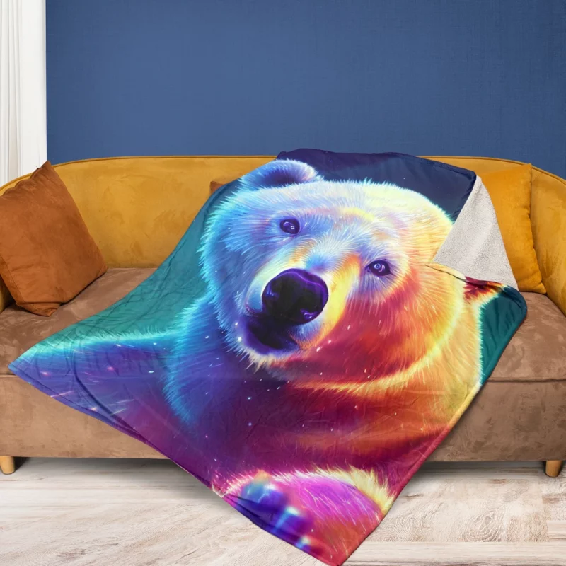 Vibrant Polar Bear Cub Art Fleece Blanket 1