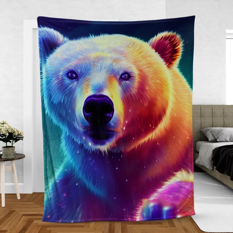 Vibrant Polar Bear Cub Art Fleece Blanket