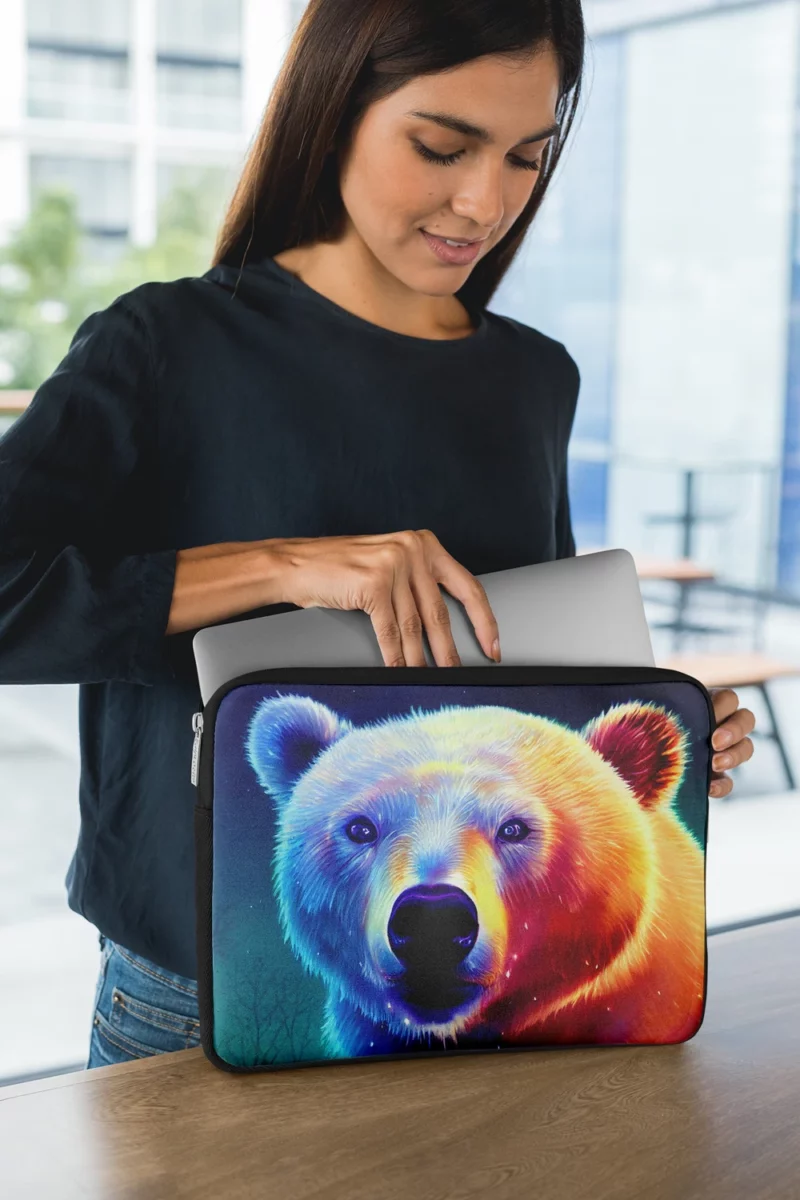 Vibrant Polar Bear Cub Art Laptop Sleeve 1