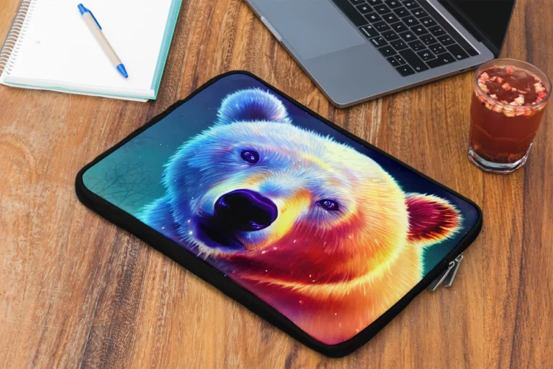 Vibrant Polar Bear Cub Art Laptop Sleeve 2