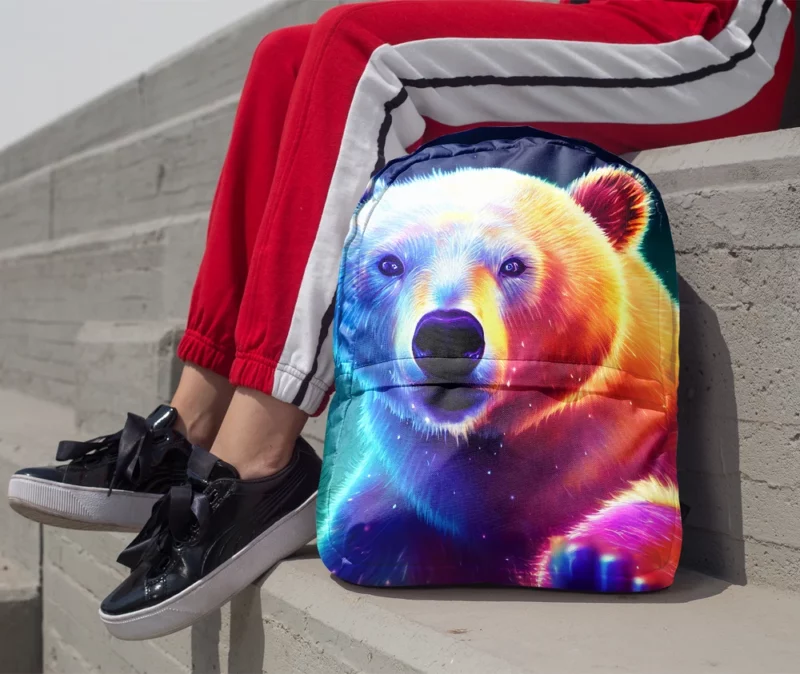 Vibrant Polar Bear Cub Art Minimalist Backpack 1