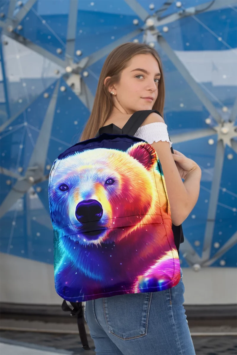 Vibrant Polar Bear Cub Art Minimalist Backpack 2