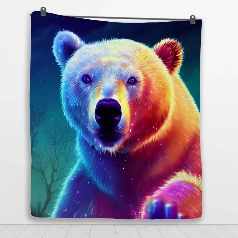 Vibrant Polar Bear Cub Art Quilt Blanket 1