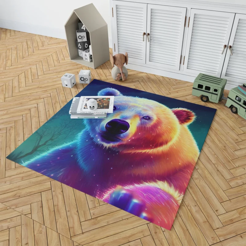 Vibrant Polar Bear Cub Art Rug 1