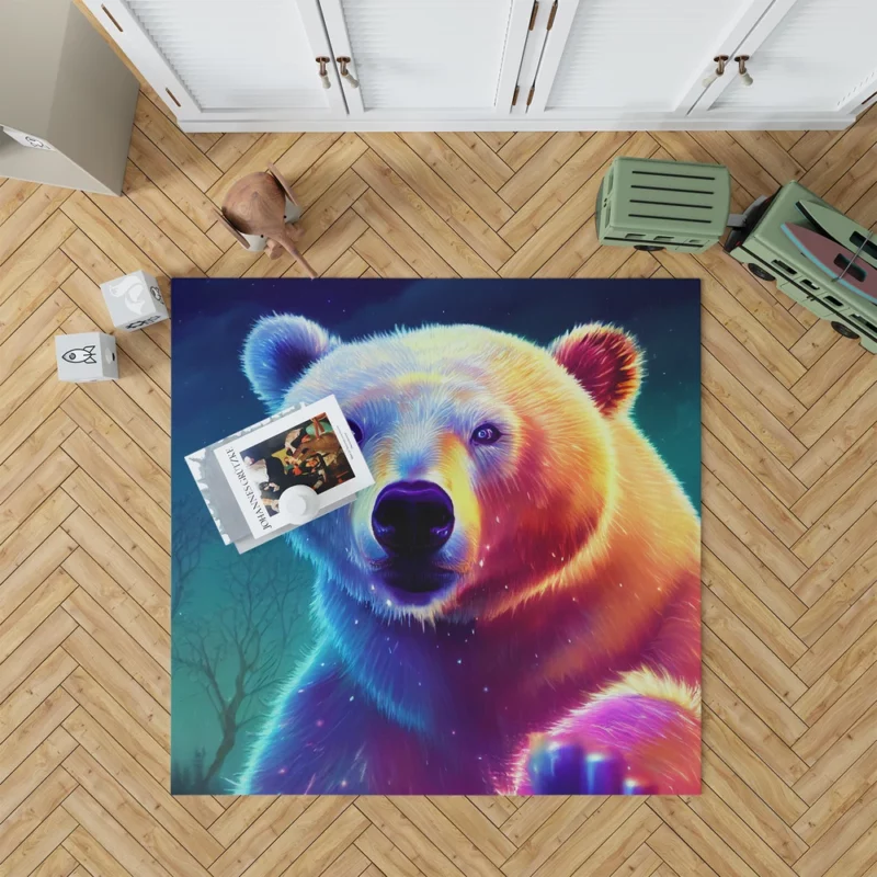 Vibrant Polar Bear Cub Art Rug