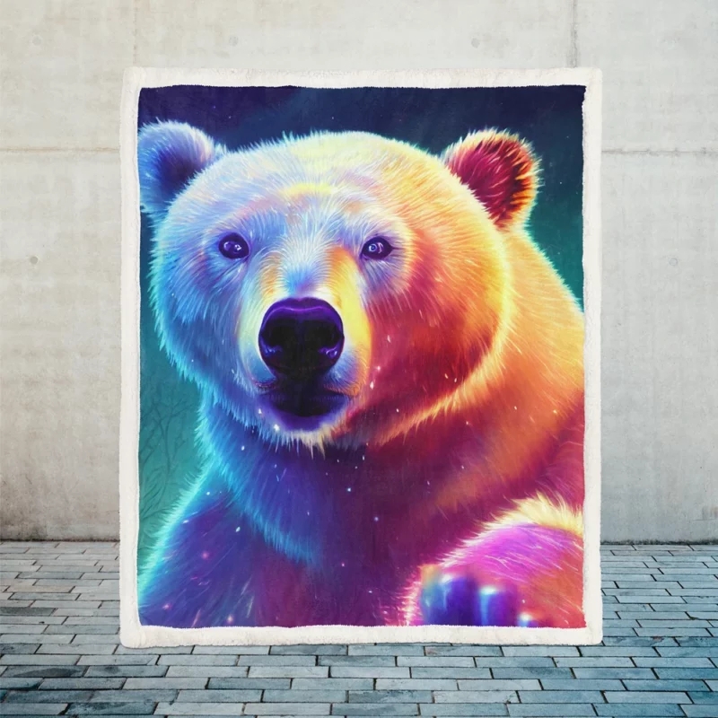 Vibrant Polar Bear Cub Art Sherpa Fleece Blanket