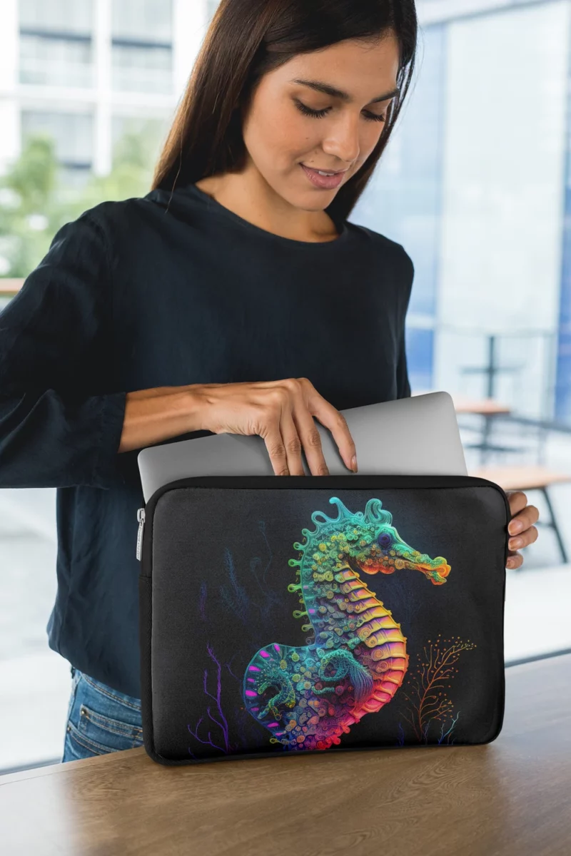 Vibrant Pop Art Seahorse Laptop Sleeve 1