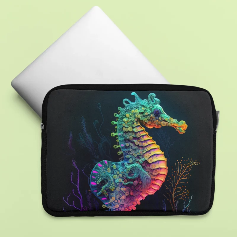 Vibrant Pop Art Seahorse Laptop Sleeve