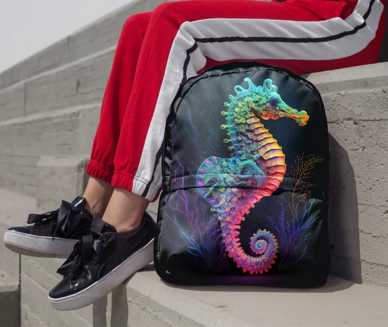 Vibrant Pop Art Seahorse Minimalist Backpack 1