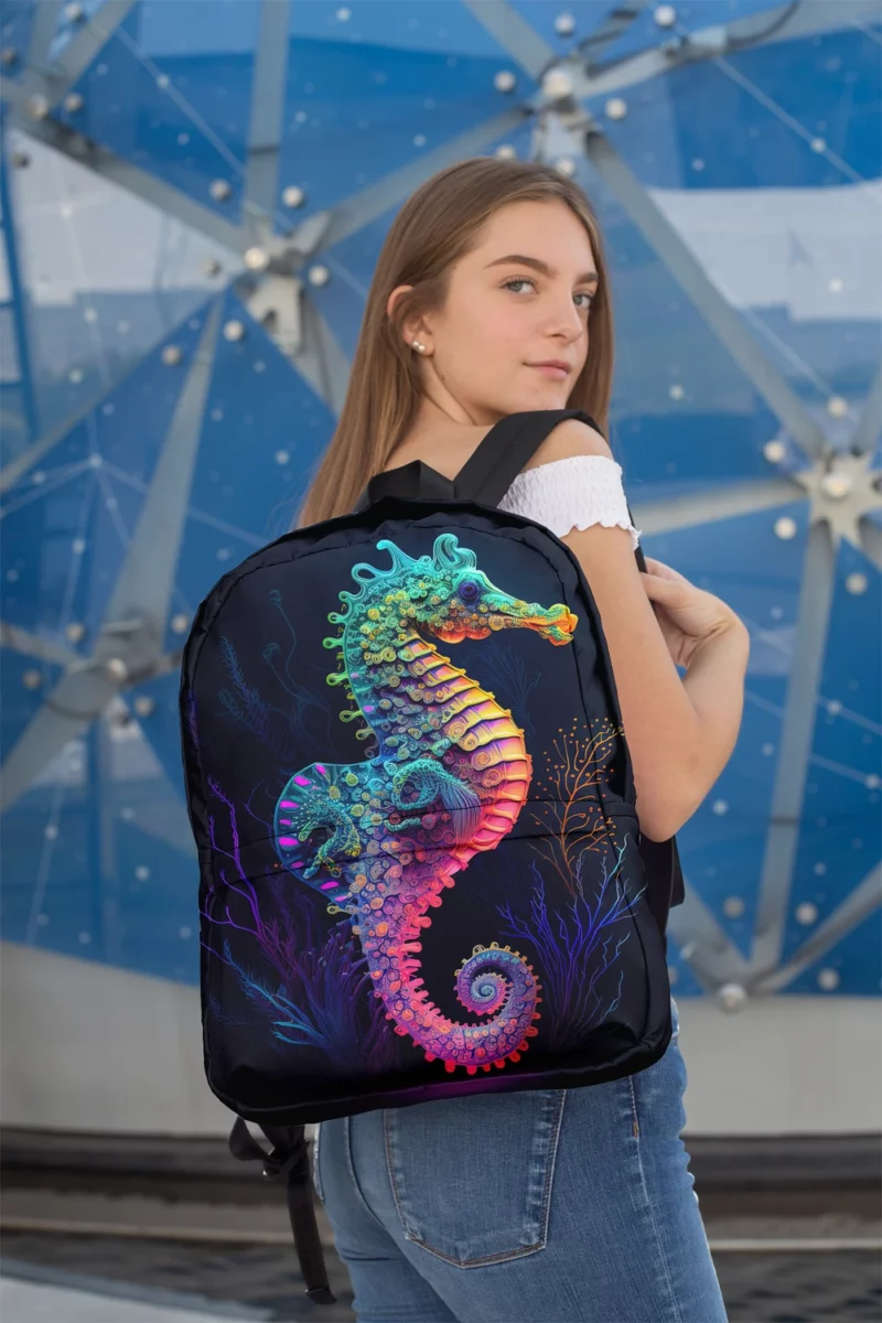 Vibrant Pop Art Seahorse Minimalist Backpack 2