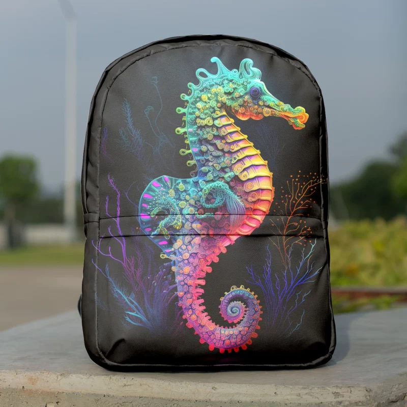 Vibrant Pop Art Seahorse Minimalist Backpack