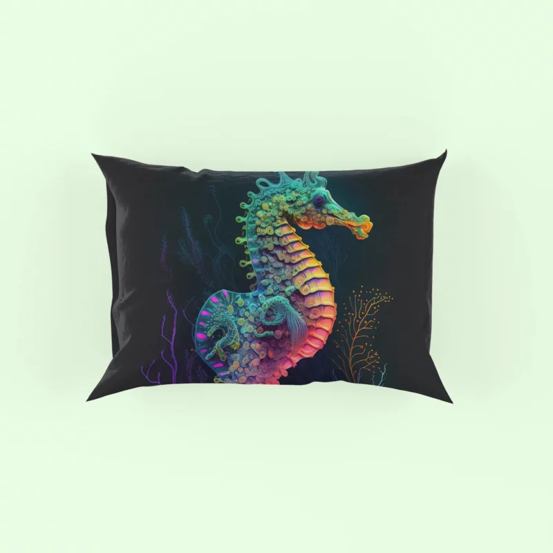 Vibrant Pop Art Seahorse Pillow Case