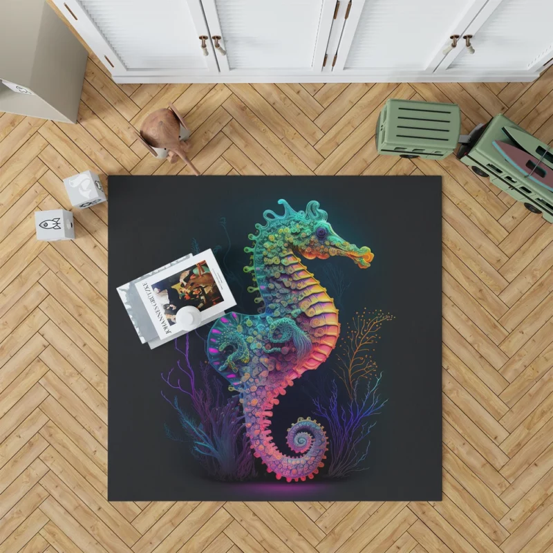 Vibrant Pop Art Seahorse Rug