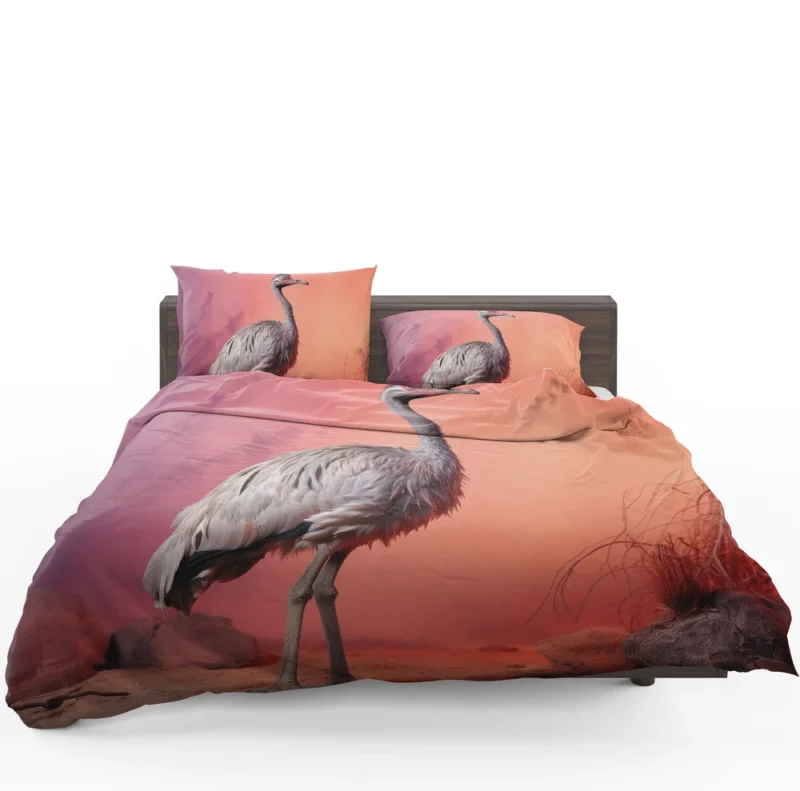 Vigilant Ostrich on Pastel Background Bedding Set 1