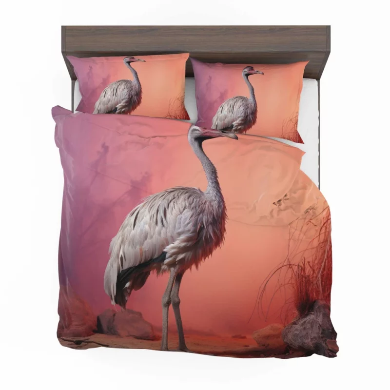 Vigilant Ostrich on Pastel Background Bedding Set 2