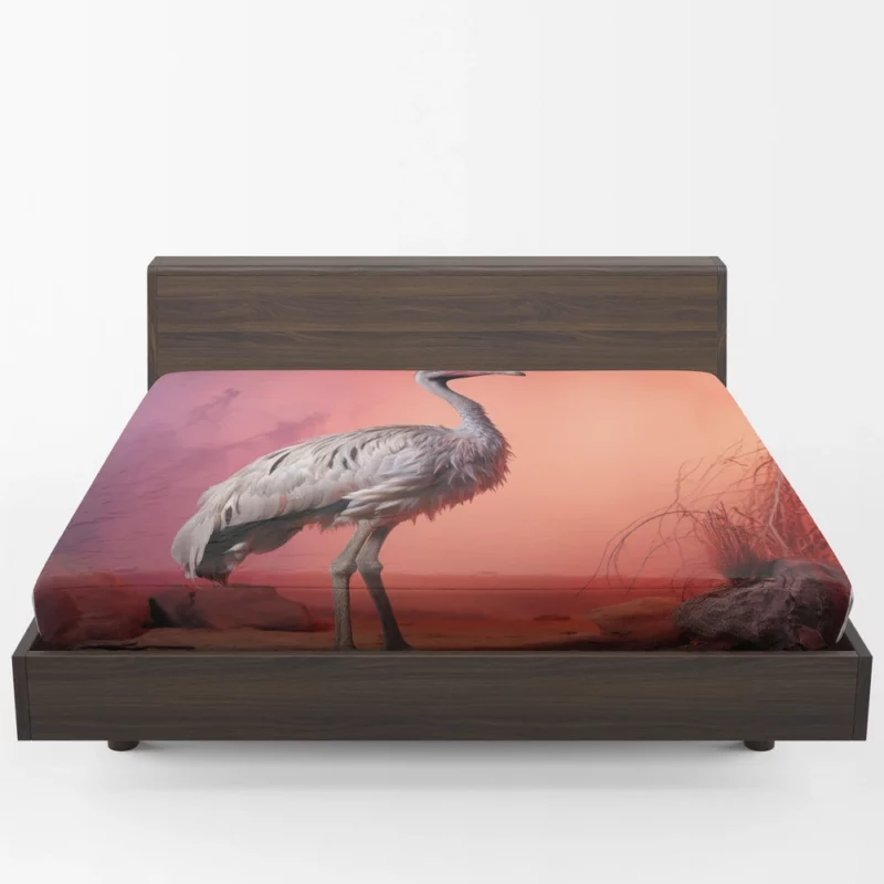 Vigilant Ostrich on Pastel Background Fitted Sheet 1