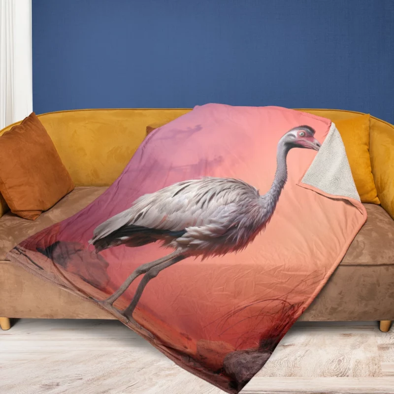 Vigilant Ostrich on Pastel Background Fleece Blanket 1