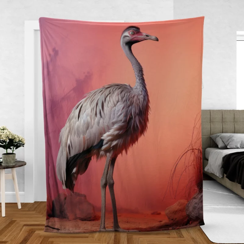 Vigilant Ostrich on Pastel Background Fleece Blanket