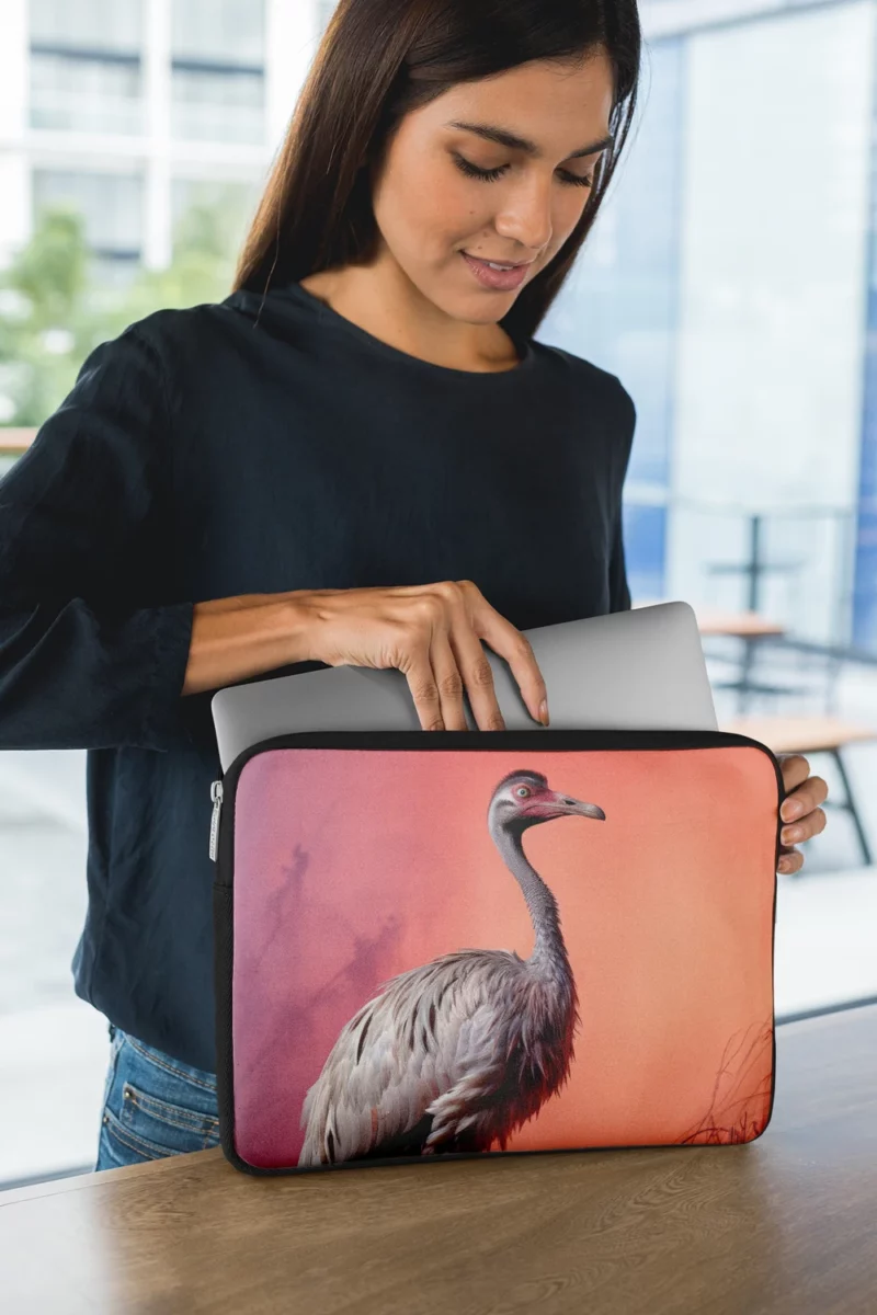 Vigilant Ostrich on Pastel Background Laptop Sleeve 1