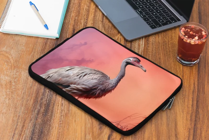 Vigilant Ostrich on Pastel Background Laptop Sleeve 2