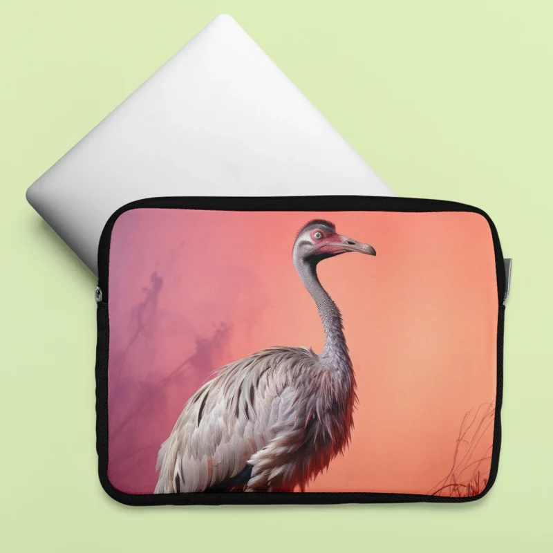 Vigilant Ostrich on Pastel Background Laptop Sleeve