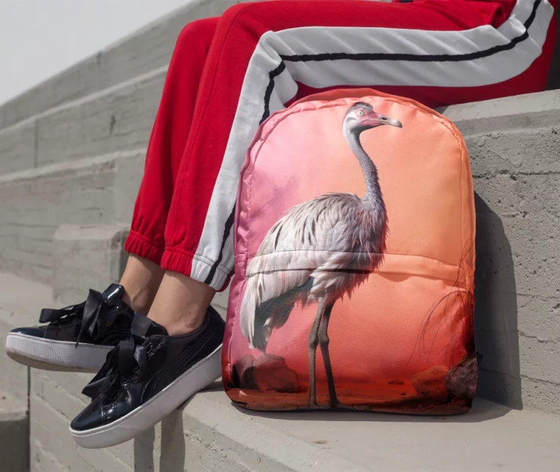 Vigilant Ostrich on Pastel Background Minimalist Backpack 1