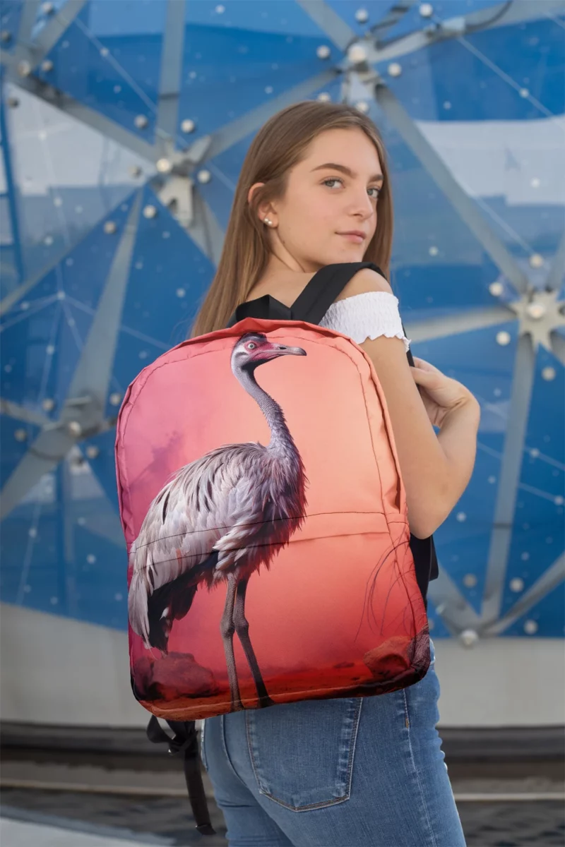 Vigilant Ostrich on Pastel Background Minimalist Backpack 2