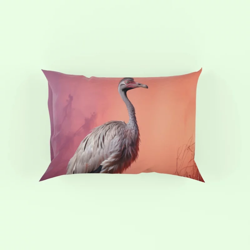 Vigilant Ostrich on Pastel Background Pillow Case