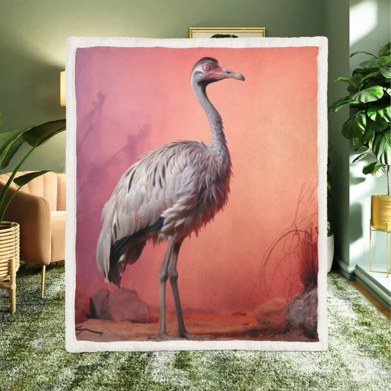 Vigilant Ostrich on Pastel Background Sherpa Fleece Blanket