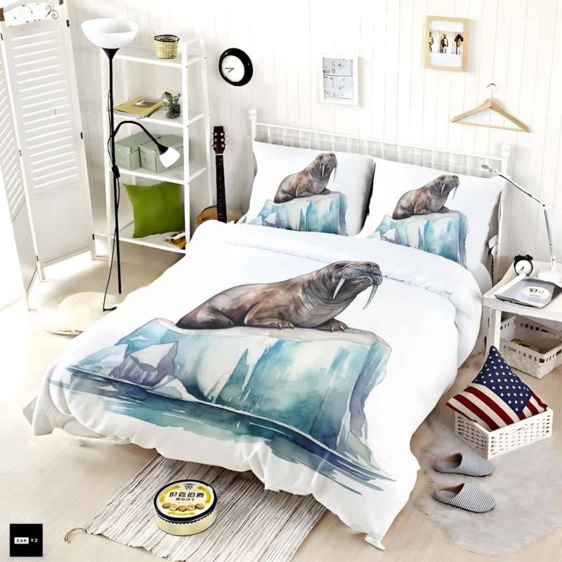 Walrus Sitting on Ice Painting Bedding Set