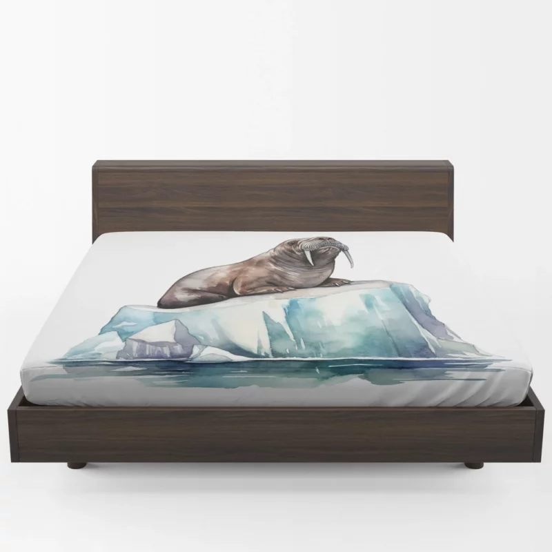 Walrus Sitting on Ice Painting Fitted Sheet 1