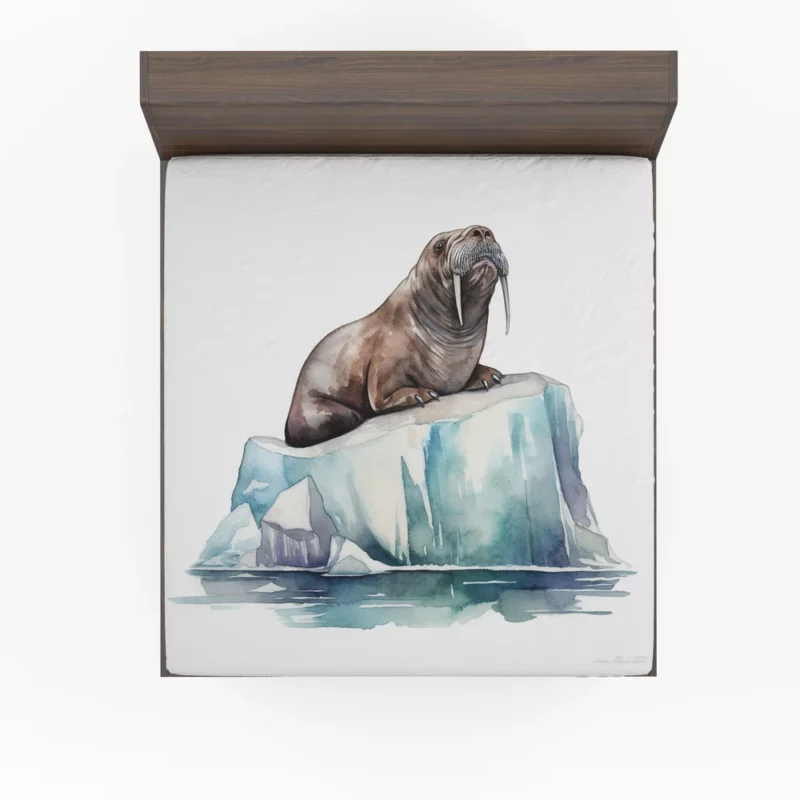 Walrus Sitting on Ice Painting Fitted Sheet