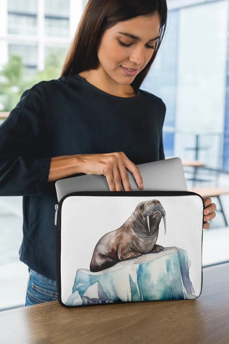 Walrus Sitting on Ice Painting Laptop Sleeve 1