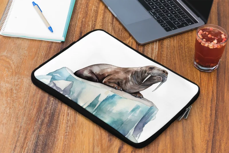 Walrus Sitting on Ice Painting Laptop Sleeve 2