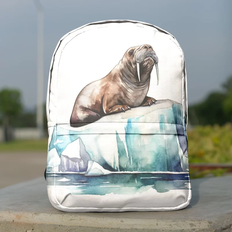 Walrus Sitting on Ice Painting Minimalist Backpack