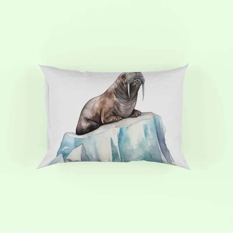 Walrus Sitting on Ice Painting Pillow Case