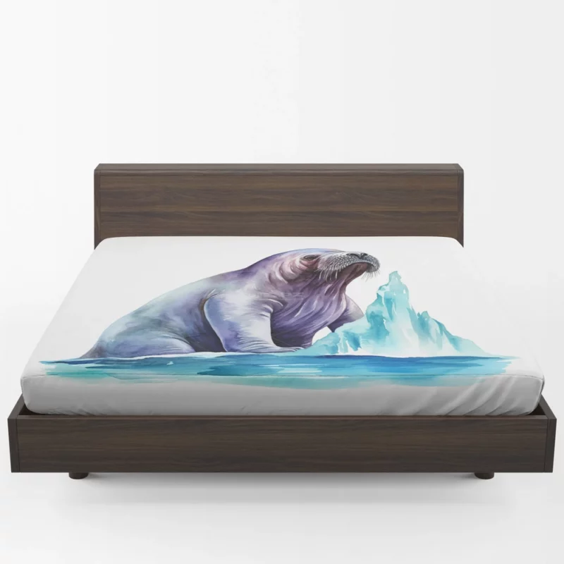 Walrus Watercolor Painting Fitted Sheet 1