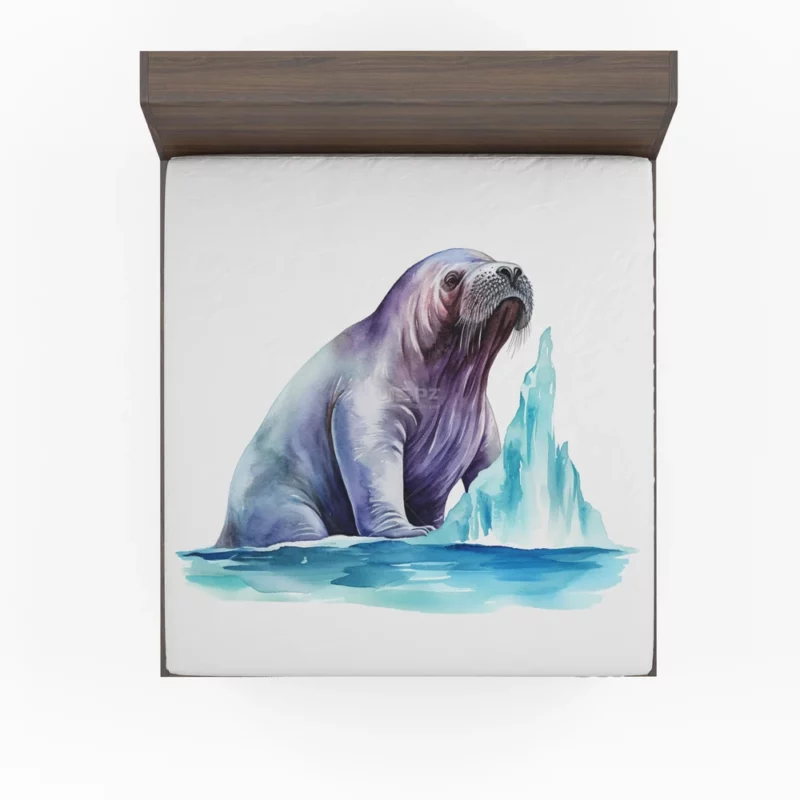 Walrus Watercolor Painting Fitted Sheet